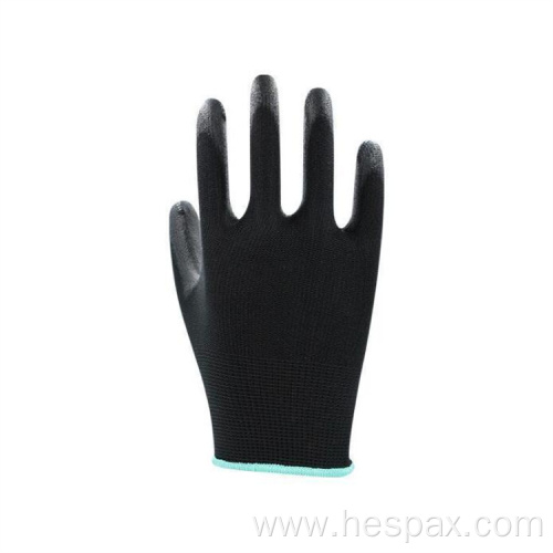 Hespax Seamless Knitted PU Gloves Electronic Assembly Garden